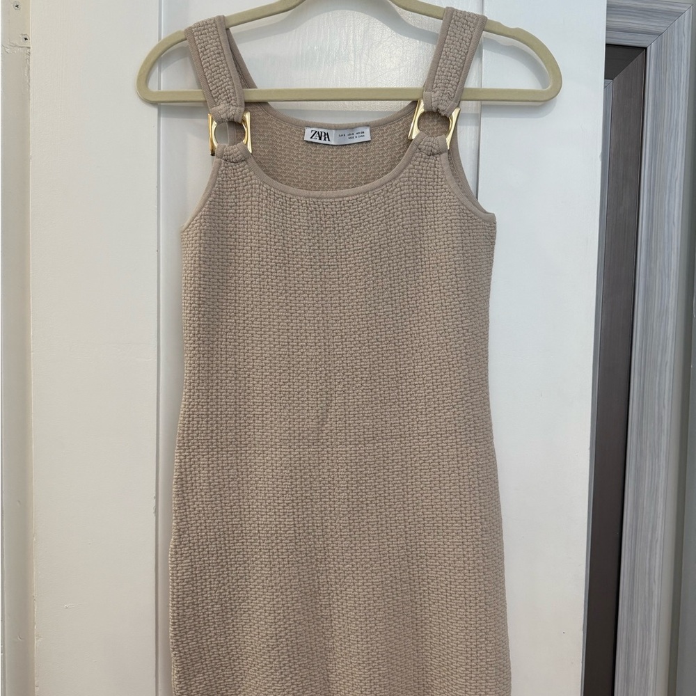 Zara Tan Sleeveless Sheath Mini Dress